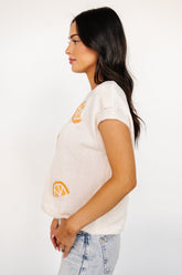 Lexie Knit Top | Cream + Orange Applique
